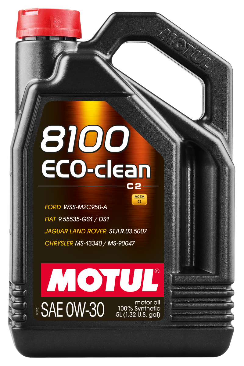 Motul 5L 8100 0W30 Synthetic Engine Oil (4x5L Pack) - ECO-CLEAN, Ideal for ACEA C2 Cars