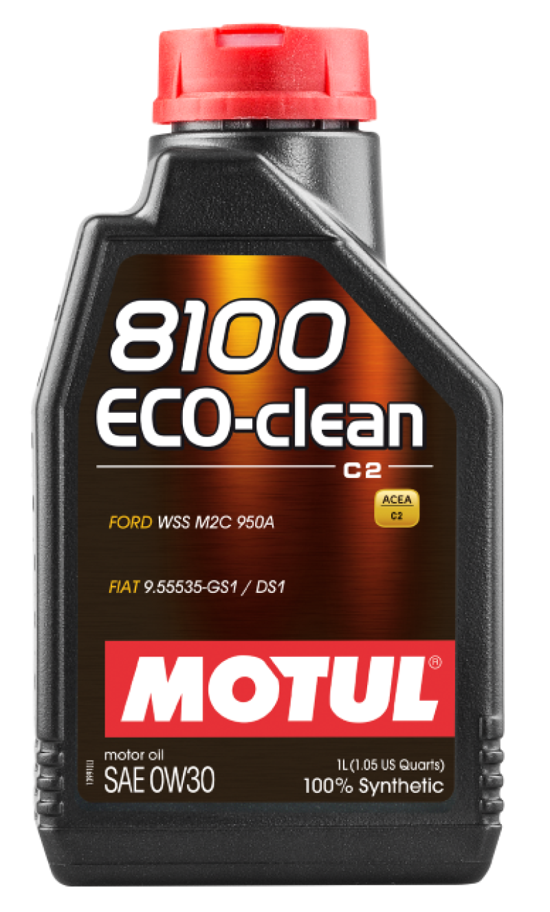 Motul 1L Synthetic Engine Oil 8100 Eco - Clean 0W30 (12 Bottles) - C2/API SM for Fuel - Saving Cars