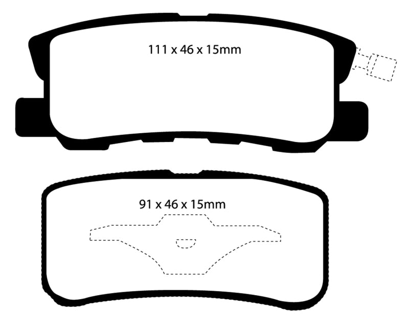 EBC Yellowstuff Rear Brake Pads for 2011 - 2014 Chrysler 200 3.6