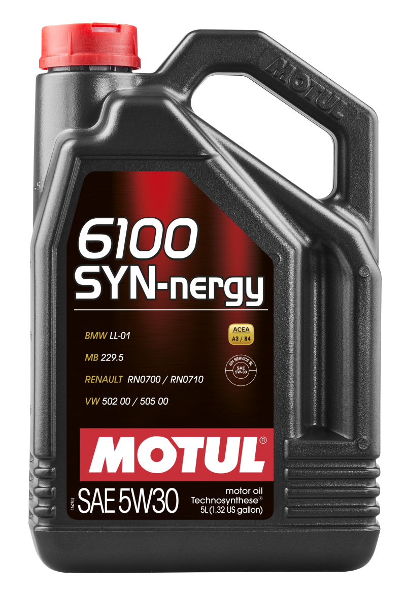 Motul 5L 6100 SYN-NERGY 5W30 Technosynthese Engine Oil - Ideal for VW, MB, BMW & More