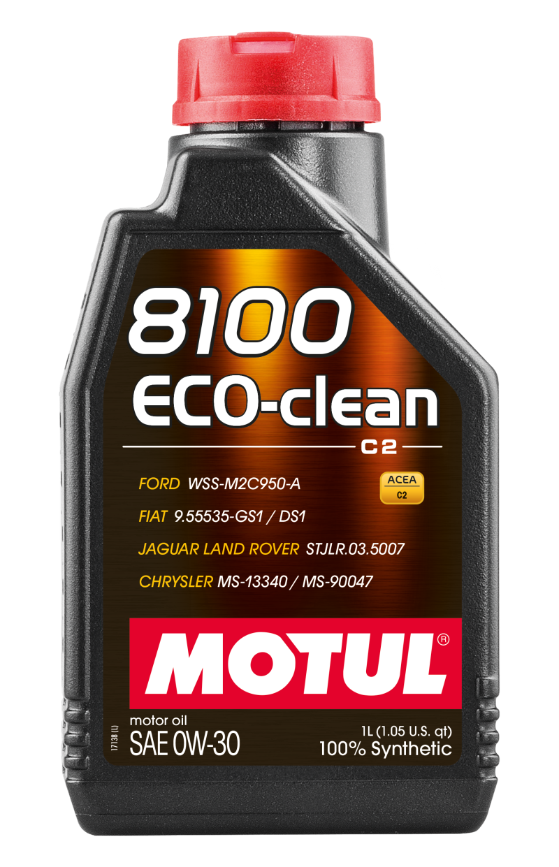 Motul 1L Synthetic Engine Oil 8100 Eco - Clean 0W30 (12 Bottles) - C2/API SM for Fuel - Saving Cars