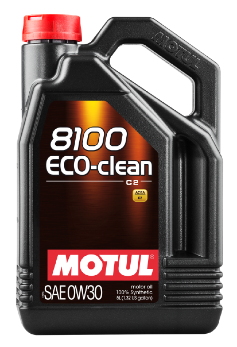 Motul 5L 8100 0W30 Synthetic Engine Oil (4x5L Pack) - ECO-CLEAN, Ideal for ACEA C2 Cars